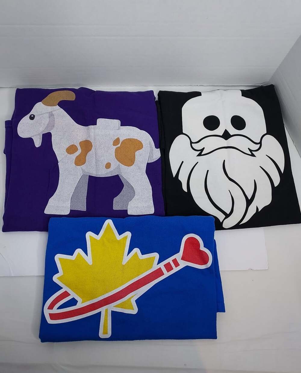 3 Lego T-Shirts Men's XL Bearded Mini-Fig, GOAT Mini-Figure, Classic Maple Space
